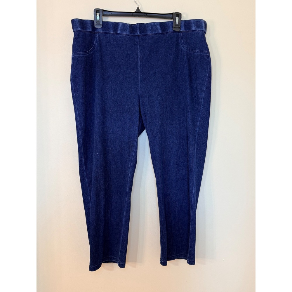 Alfred Dunner Womens Size 16 Dark Wash Pull On Denim Jeggings Cropped Pants